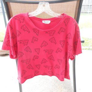French Pastry Pizza Motif Cropped Tee